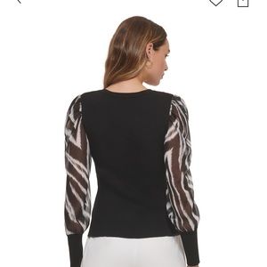 DKNY Sweater - New/Tags - size small - black with zebra sleeves